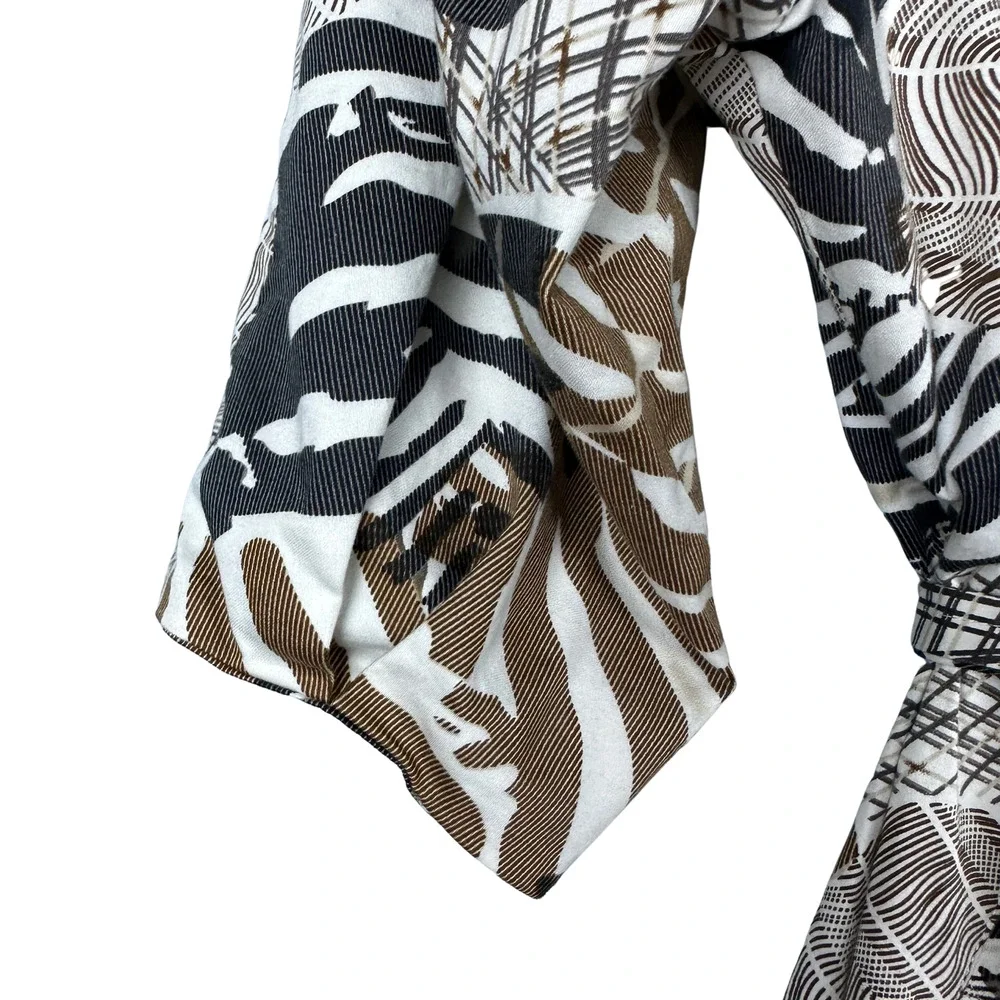 Appraisal ZebraPrint Half Sleeve Belted Zip Pocket Trench Coat‎ Size Large